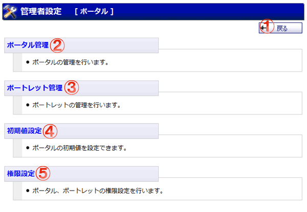 ポータル 管理者設定メニュー 機能詳細