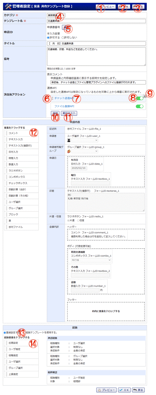 稟議　共有テンプレート登録 機能詳細