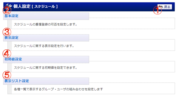 個人設定メニュー 機能詳細