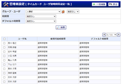 ユーザ別使用時間帯設定一覧